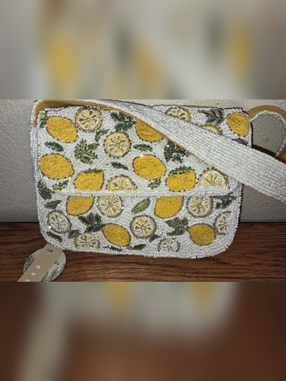 NWT's Hand Beaded Lemon Shoulder Bag, Made In INDIA
